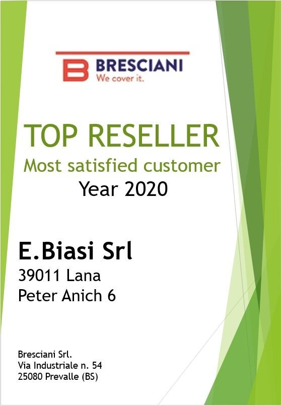 Urkunde - Bresciani: Meiste zufriedene Kunden 2020