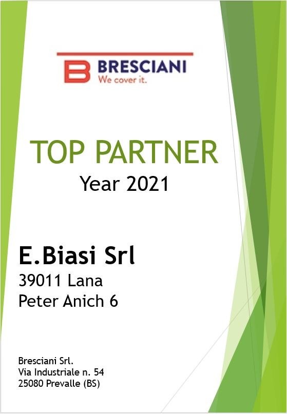 Urkunde - Bresciani Top Partner 2021