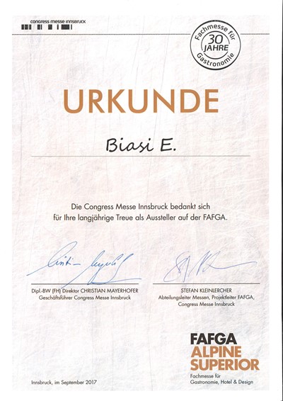 Urkunde - 30 Jahre Fafga