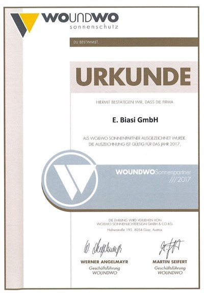 Urkunde - WoWo Sonnenpartner 2017